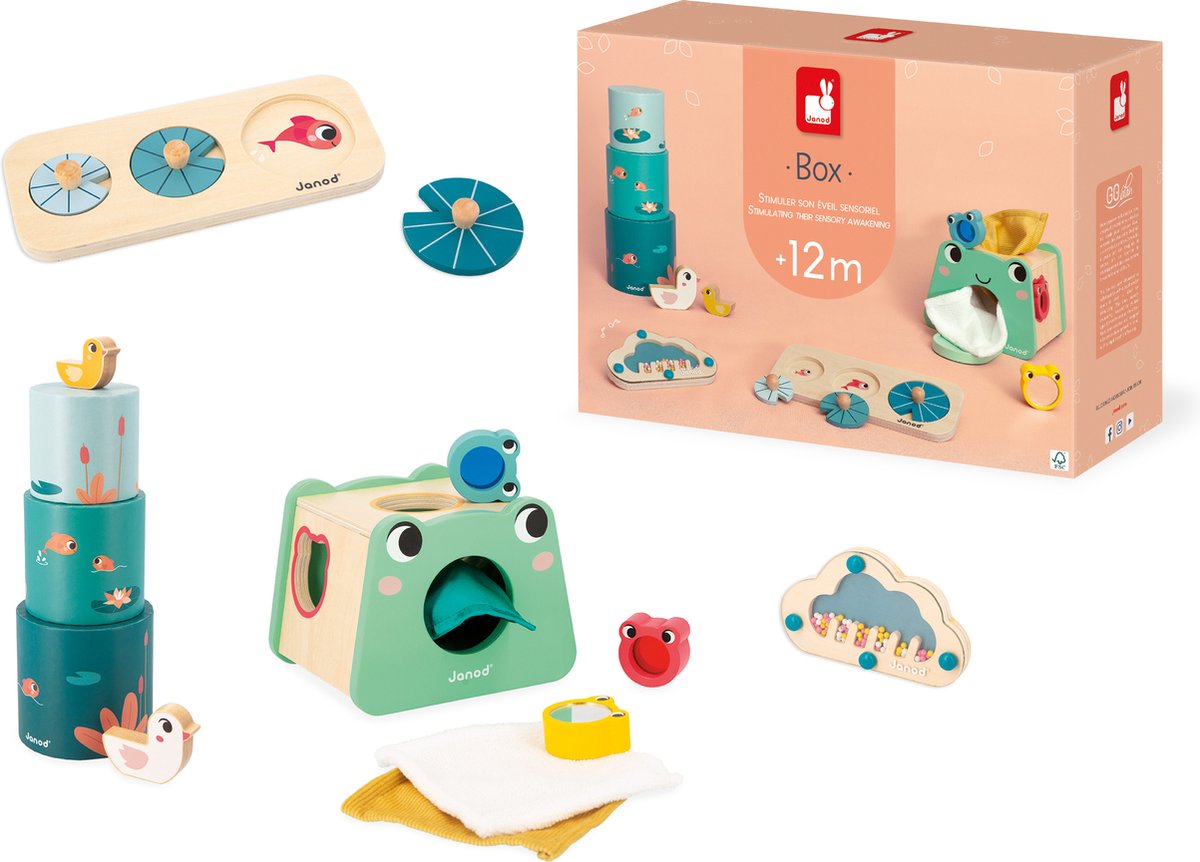 Janod - coffret sens 12 mois - coffret de jeu - 4 jouets