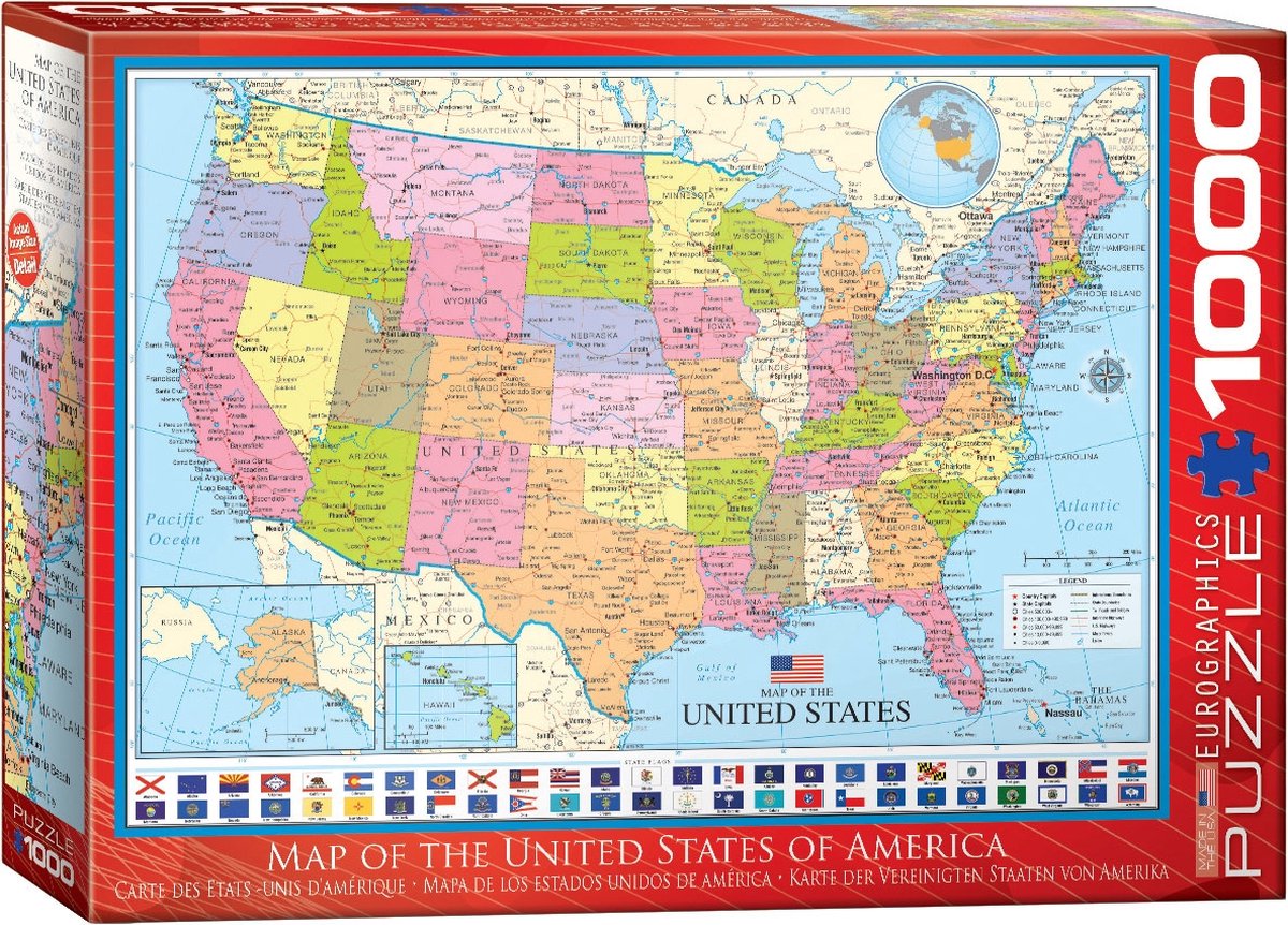 Eurographics - carte des États-Unis [carte des États-Unis] - 1000 pièces 68×48cm (l×h) - puzzle