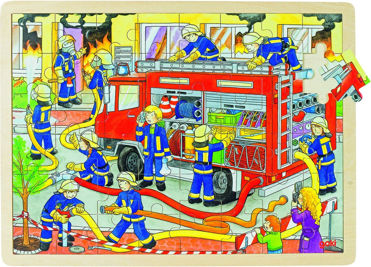 Goki Wooden Jigsaw Puzzle - Fire Brigade, 48e.
