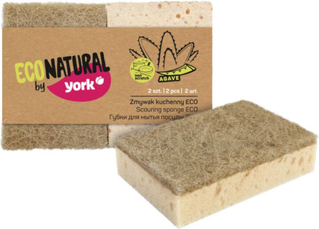 York éponge de nettoyage 2 pièces eco naturelle dédiée à un lavage plus efficace
