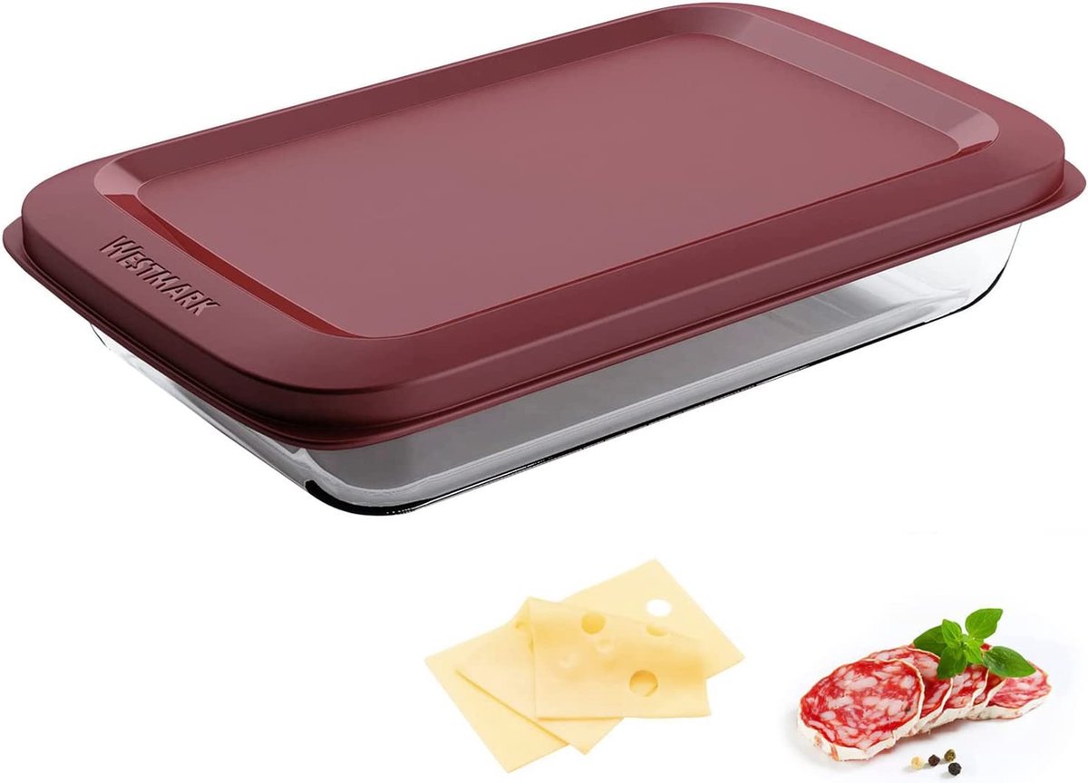 Boîte de conservation alimentaire en verre Westmark, contenu : 1000 ml, verre borosilicaté, fermeture hermétique, verre plastique, rouge transparent, 23542270