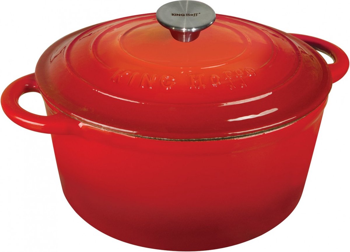 Kinghoff 1614 - poêle en fonte - ø21 cm - 2,4l - rouge - émail