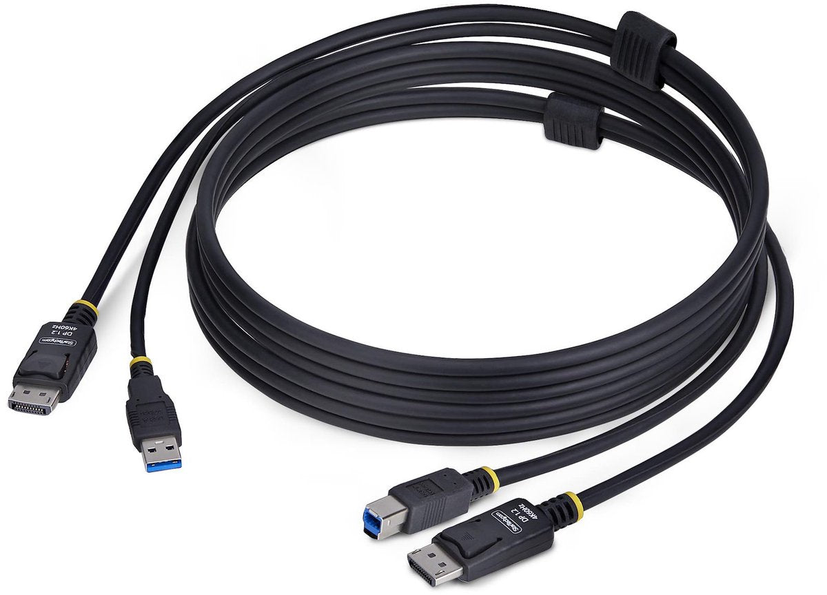 Startech .com Port d'affichage 1,8 m et câble KVM USB, 5 Gbit/s, 4K 60 Hz, HDR10, DP 1.2 et câble combiné USB pour commutateurs KVM