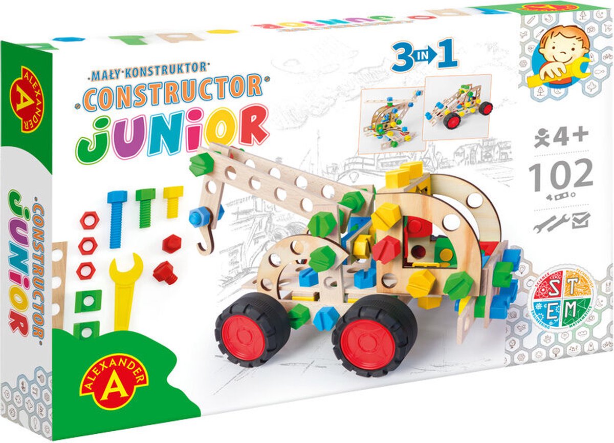 Alexander Toys Constructor Junior - 3×1 – camion à tirer - 102 pièces