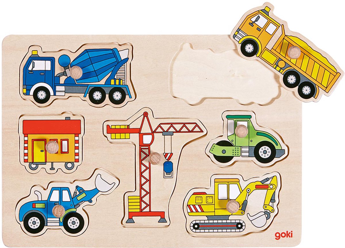 Goki Wooden Nick Puzzle - Véhicules de travail