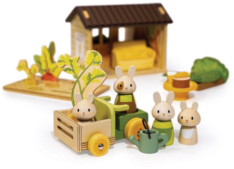 Feuille tendre jouet en bois lapin champ de carottes patch de carotte de lapin.