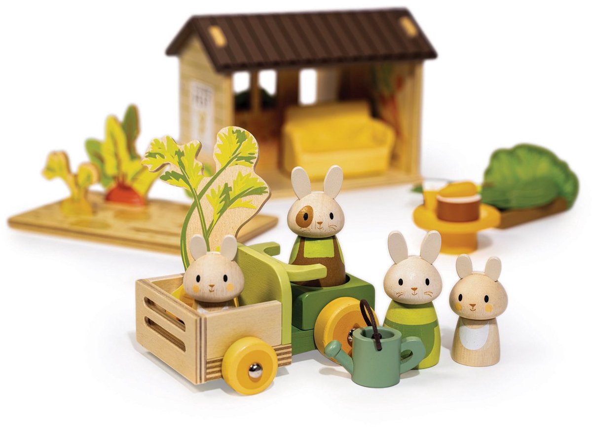 Feuille tendre jouet en bois lapin champ de carottes patch de carotte de lapin.