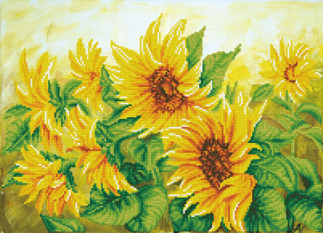 Diamond dotz® - peinture diamant adultes - fleurs - tournesols 41 x 57cm - pierres rondes - paquet complet
