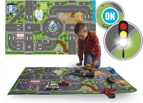 Tapis de jeu pour enfants avec feux de circulation à LED