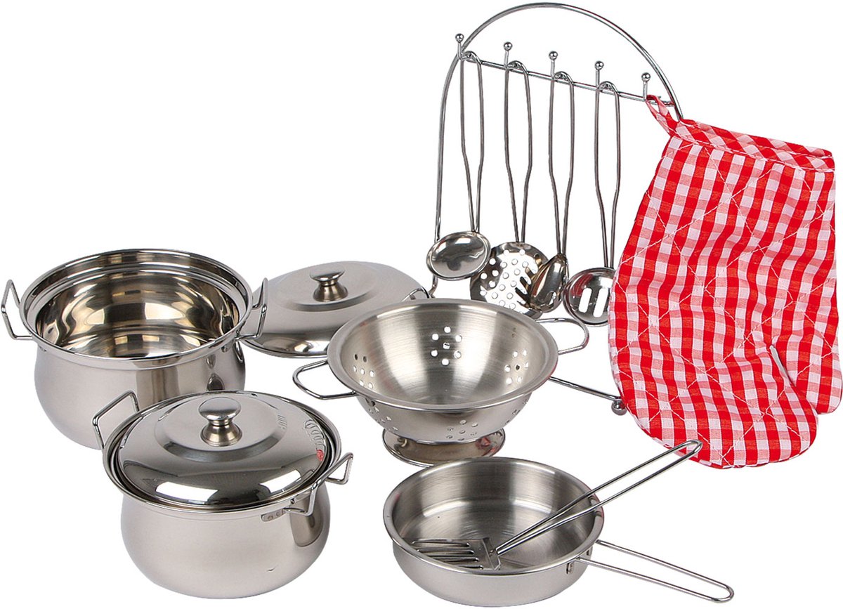 Small foot - batterie de cuisine pour enfants en métal, 13 pièces.