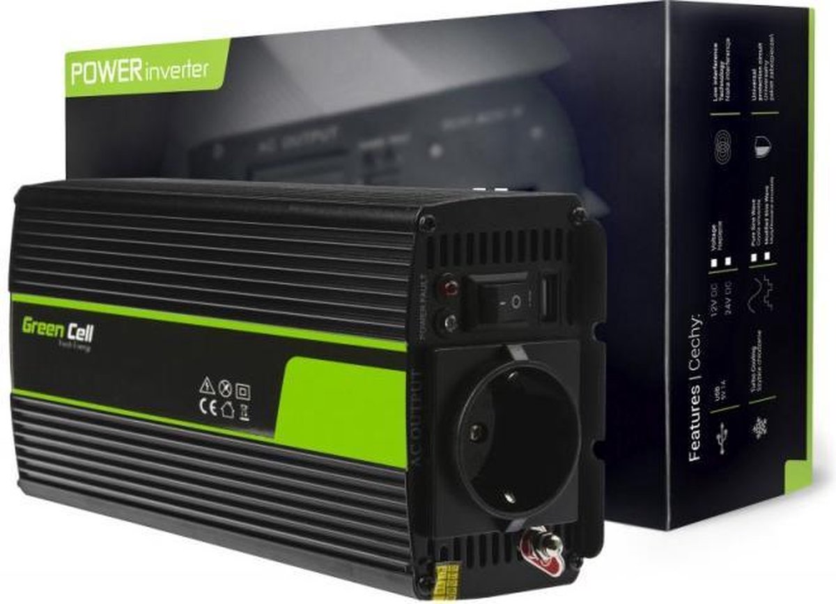 Convertisseur de tension de cellule verte pour 24v à 230v, onde sinusoïdale modifiée 300w 600w