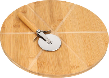 Planche de service à pizza Kesper avec coupe-pizza - bois de bambou - 32 cm - ronde - planche à découper aide de cuisine