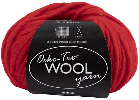 Fil de laine Creativ company rouge - fil à tricoter 50 m pour le crochet et le bricolage.