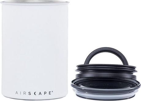 Design planétaire - paysage aérien - grains de café - bocaux de conservation - hermétique - café - acier - blanc mat - 500 grammes
