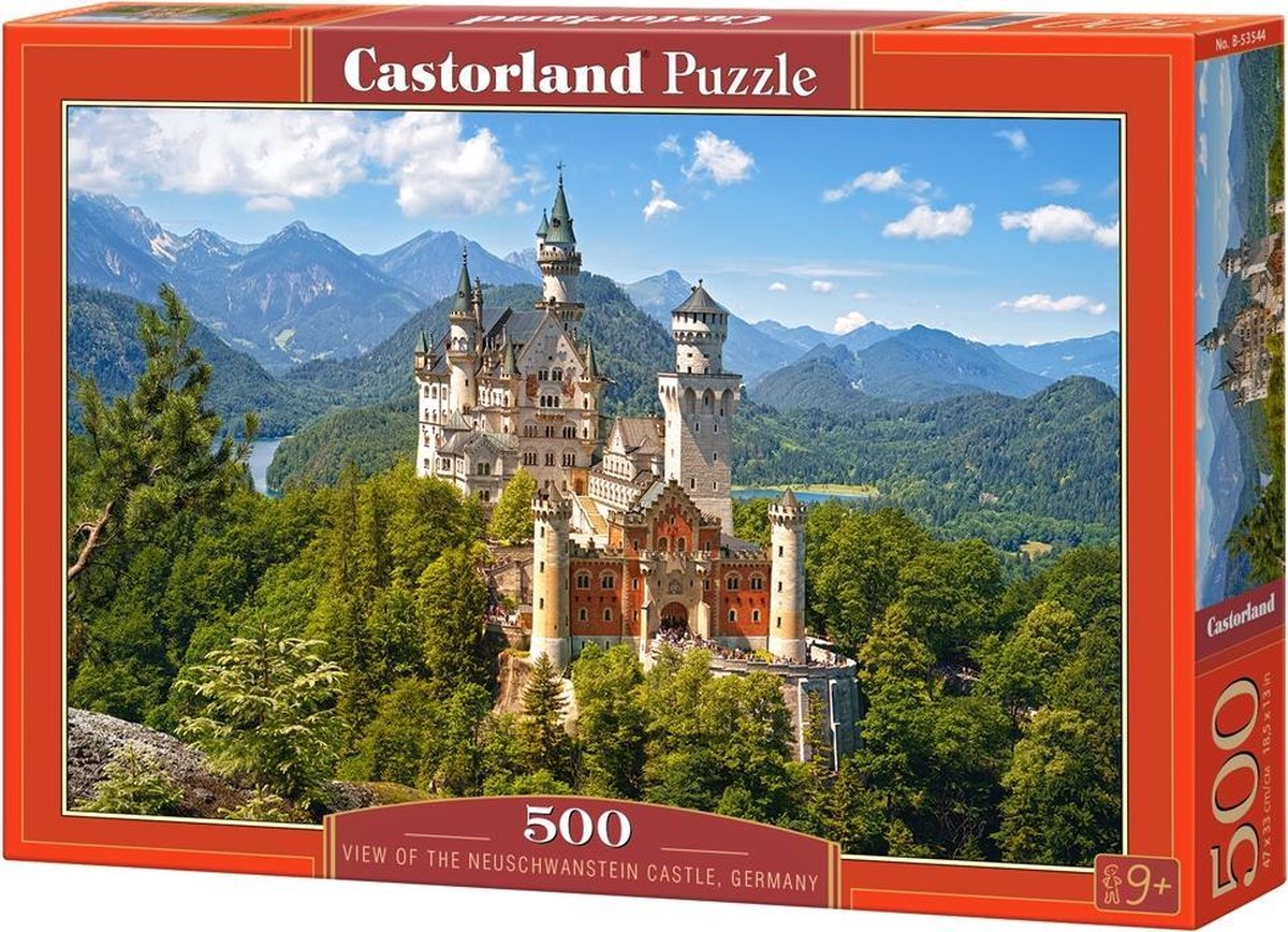 Castorland Vue du Château de Neuschwanstein Allemagne – Puzzle – 500 pièces – Finition satinée – Ajustement parfait – Qualité européenne