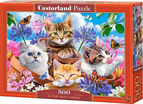 Selecta castorland puzzle chatons avec fleurs, 500 pcs.