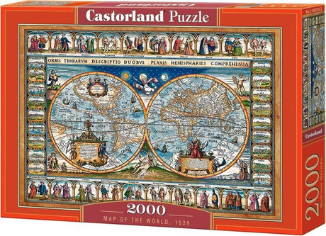 Carte du monde Castorland 1639 - puzzle - 2 000 pièces - finition satinée - ajustement parfait - qualité européenne