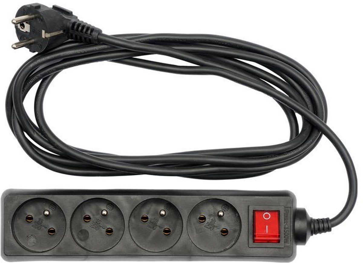 Vorel série 72630 - multiprise avec mise à la terre - 4 prises - 1,5m - noir