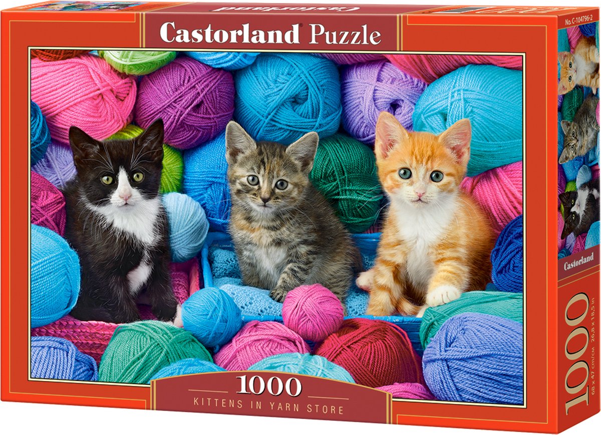 Chatons Castorland dans un magasin de laine – puzzle – 1 000 pièces – finition satinée – ajustement parfait – qualité européenne