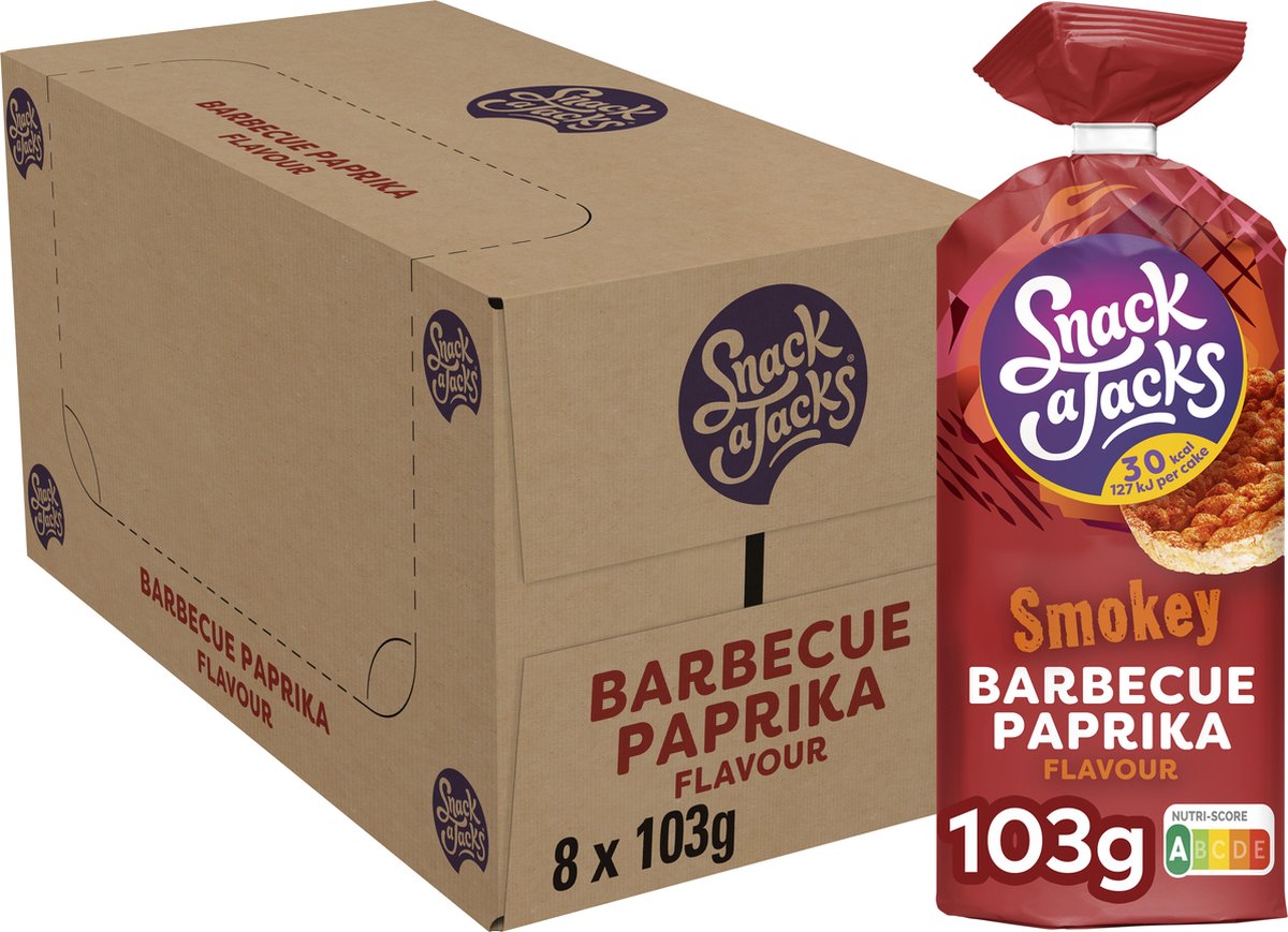 Snack a jacks rice waffle barbecue pepper - snack - 8x103 grammes
