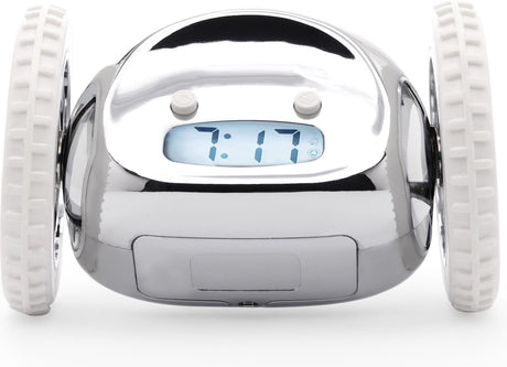 Clocky - réveil sur roulettes - chrome - cl-chrome