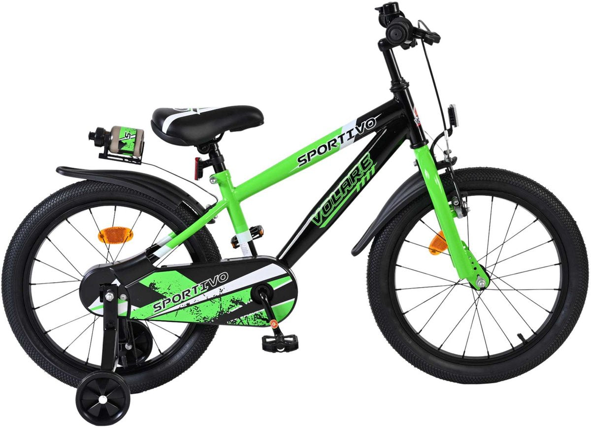 Vélo enfant Volare sportivo - garçons - 18 pouces - vert noir