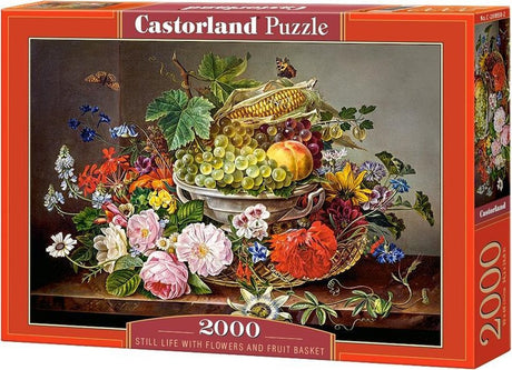 Castorland Nature morte avec fleurs et corbeille de fruits – puzzle – 2 000 pièces – finition satinée – ajustement parfait – qualité européenne