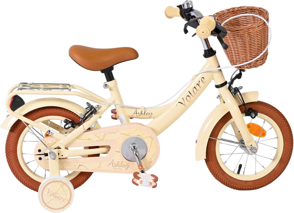 Vélo pour enfants Volare Ashley - filles - 12 pouces - crème - deux freins à main