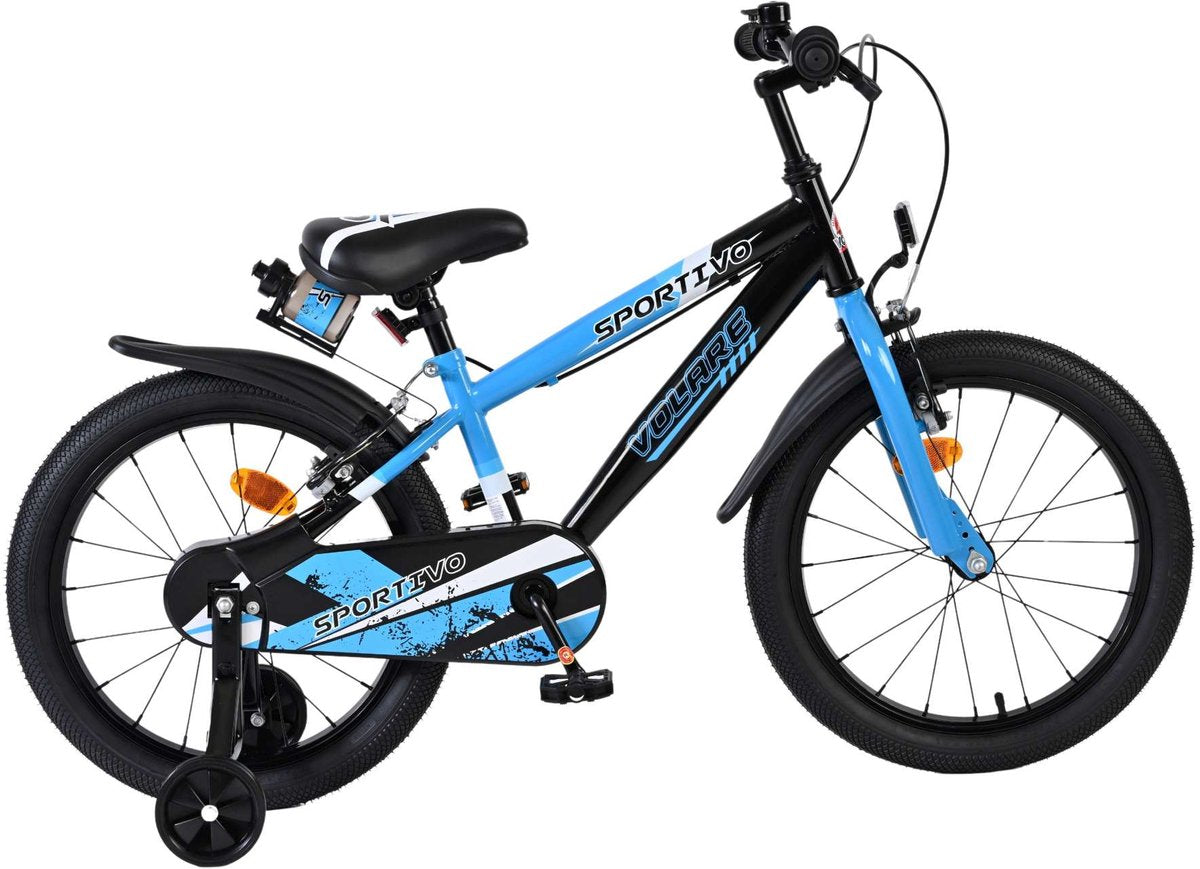 Vélo pour enfants Volare sportivo - garçons - 18 pouces - bleu noir - deux freins à main