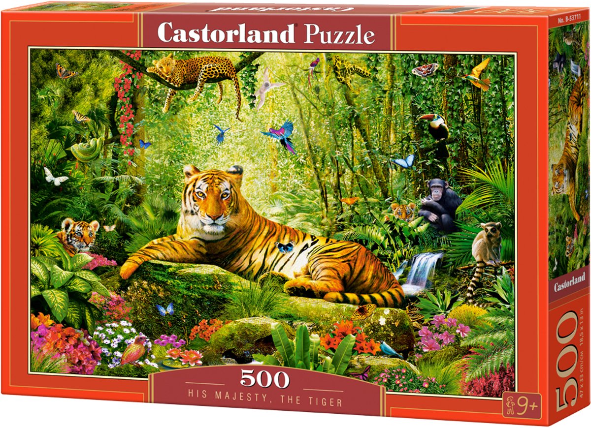 Castorland sa majesté, le tigre – puzzle – 500 pièces – finition satinée – ajustement parfait – qualité européenne