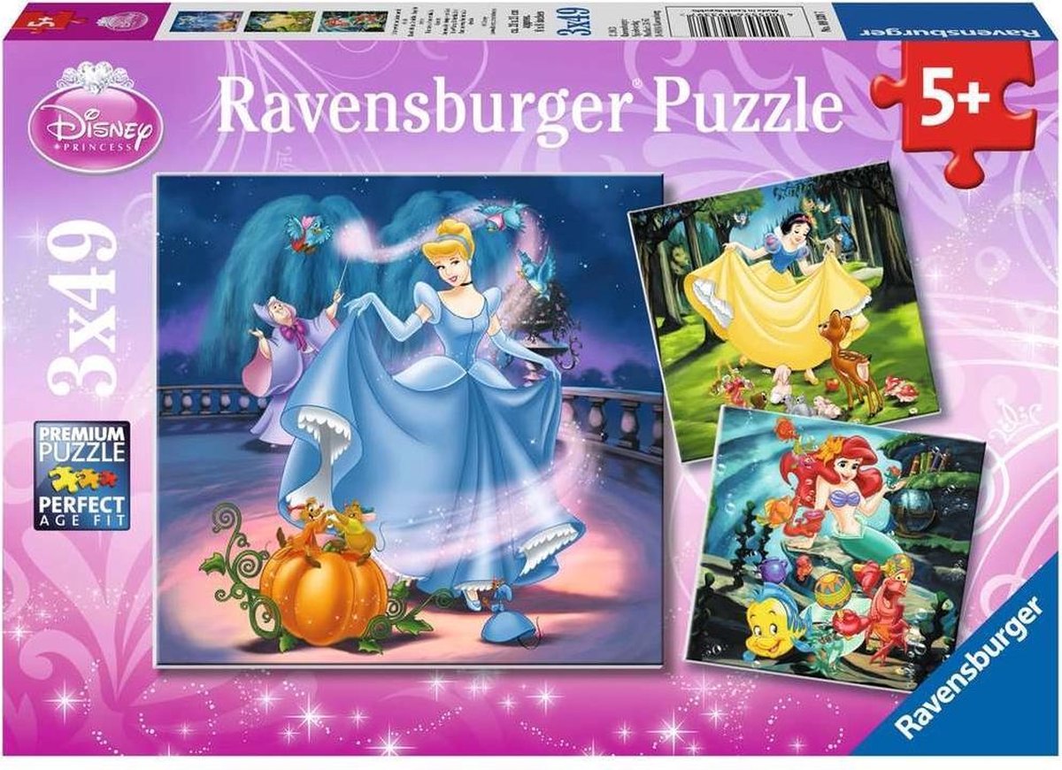 Ravensburger puzzle princesse disney - 3x49 pièces - puzzle enfant