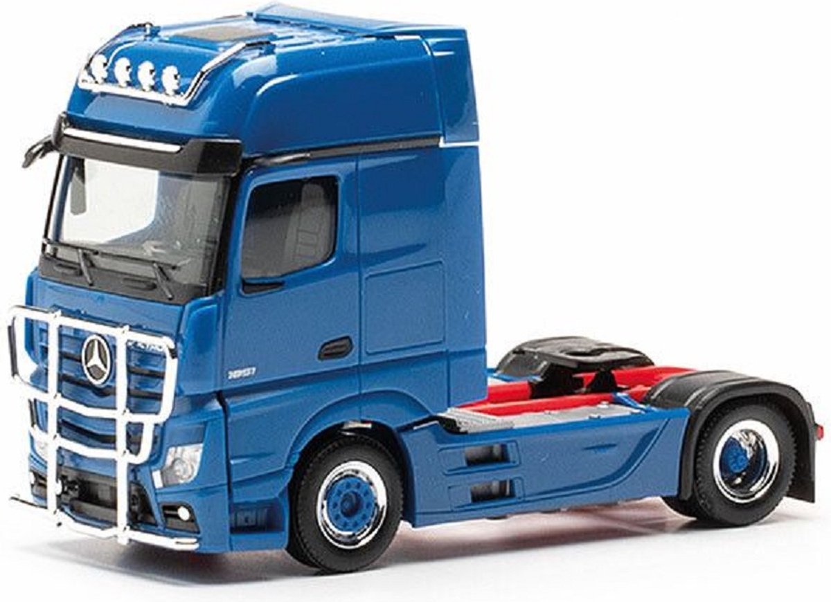 Herpa Mercedes Benz Actros G. + pare-buffle et support de lampe, bleu échelle 1:87