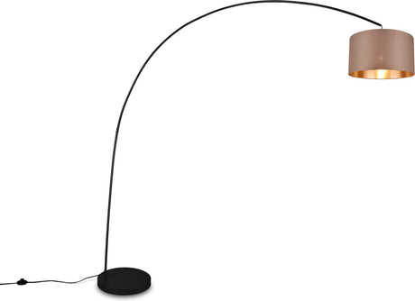 Lampadaire Trio mansur - lampe arc - noir + abat-jour taupe - h210cm