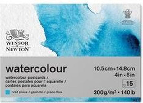Bloc de cartes postales bloc aquarelle classique Winsor Newton – 15 feuilles A6, 300g m², pressé à froid, grain fin - bloc de cartes postales A6