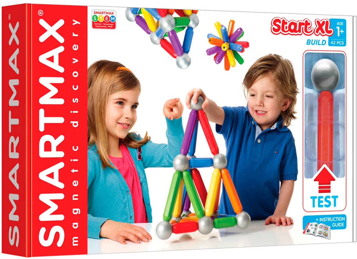 Smartmax start xl - jouets de construction magnétiques - ensemble de base de 42 pièces avec de grands éléments - jouets éducatifs pour les tout-petits et les enfants d'âge préscolaire - à partir de 1 an