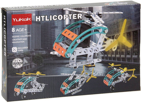 Hélicoptère en kit de construction métallique, 106 pièces.