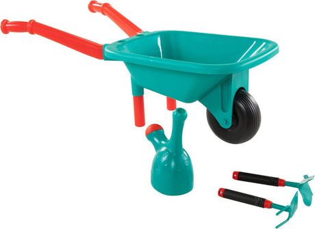 Jouets Lobbes, par exemple brouette avec outils de jardin