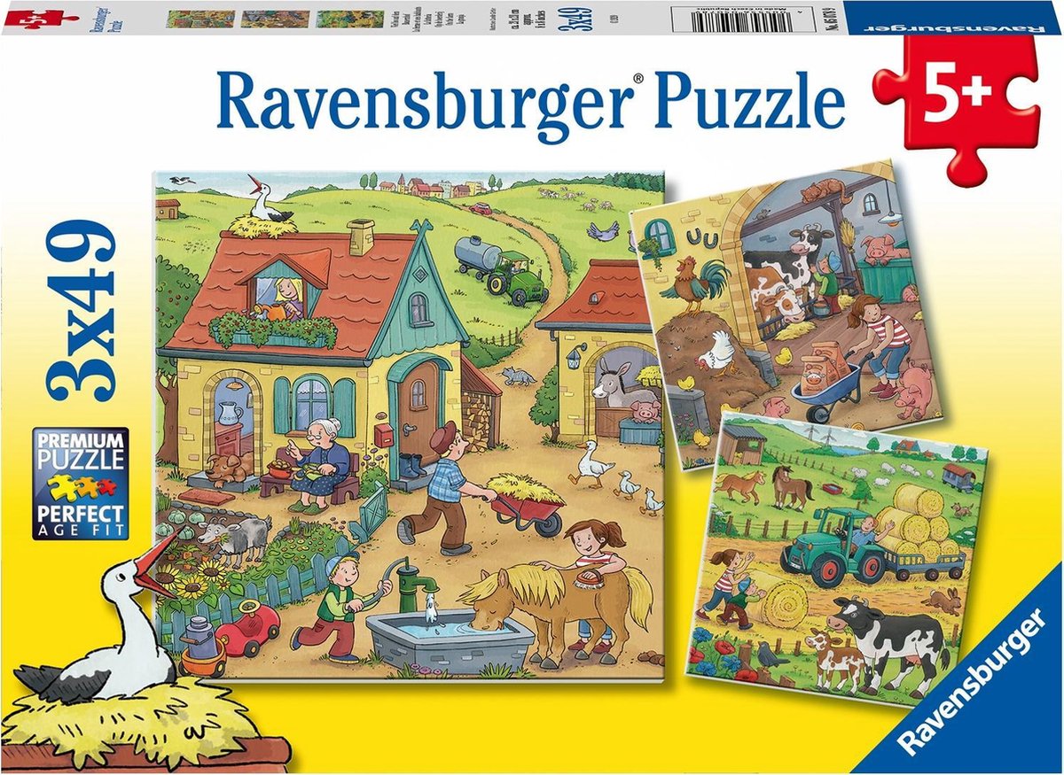 Ravensburger puzzle ferme - 3x49 pièces - puzzle enfant