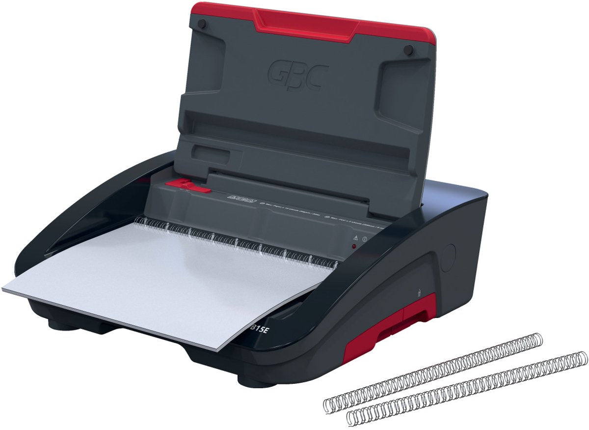 Relieuse électrique Gbc wirebind® wb15e - reliure spirale - 125 feuilles - noir rouge