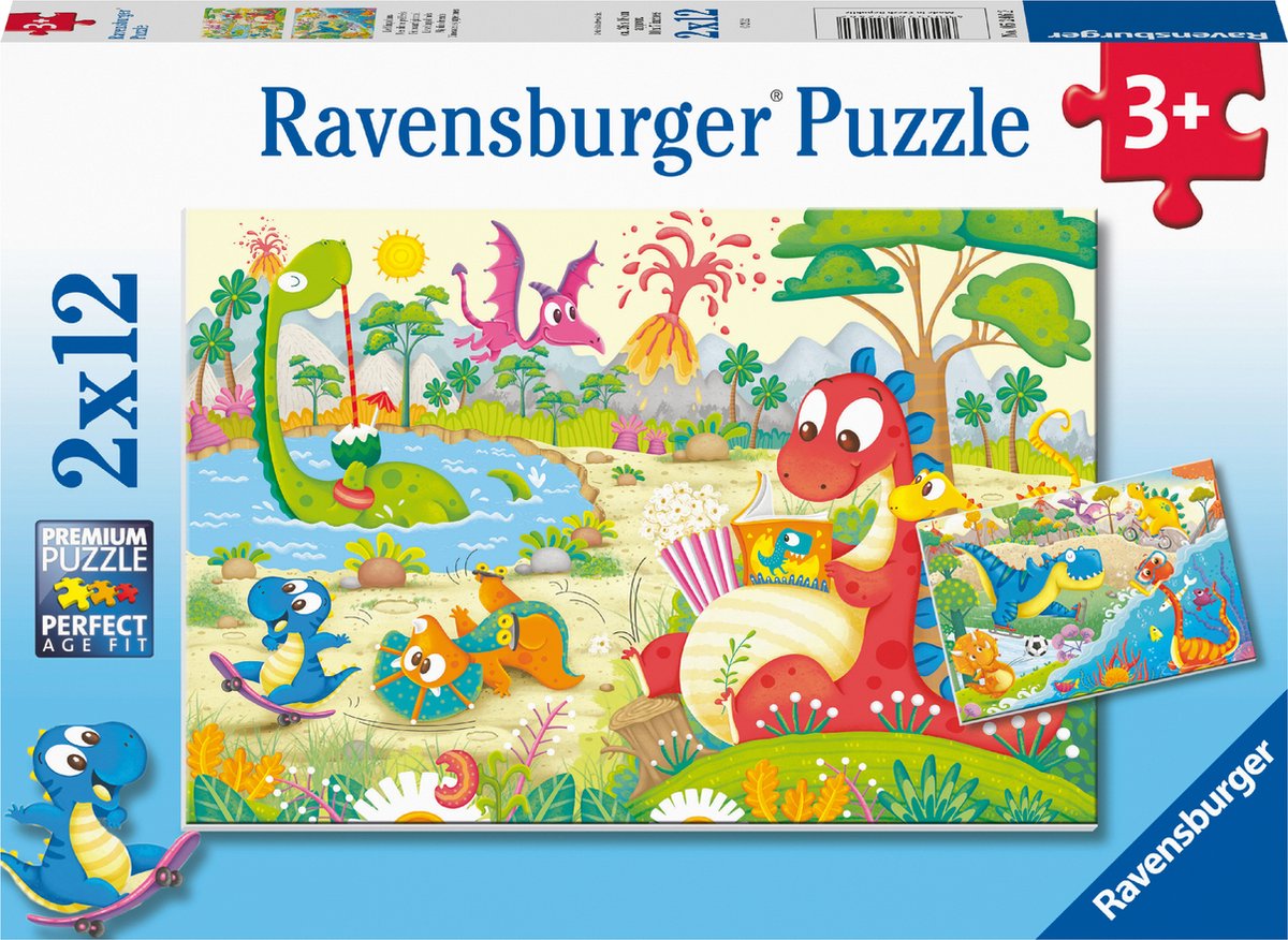 Ravensburger puzzle dinosaures préférés - deux puzzles - 12 pièces - puzzle pour enfants