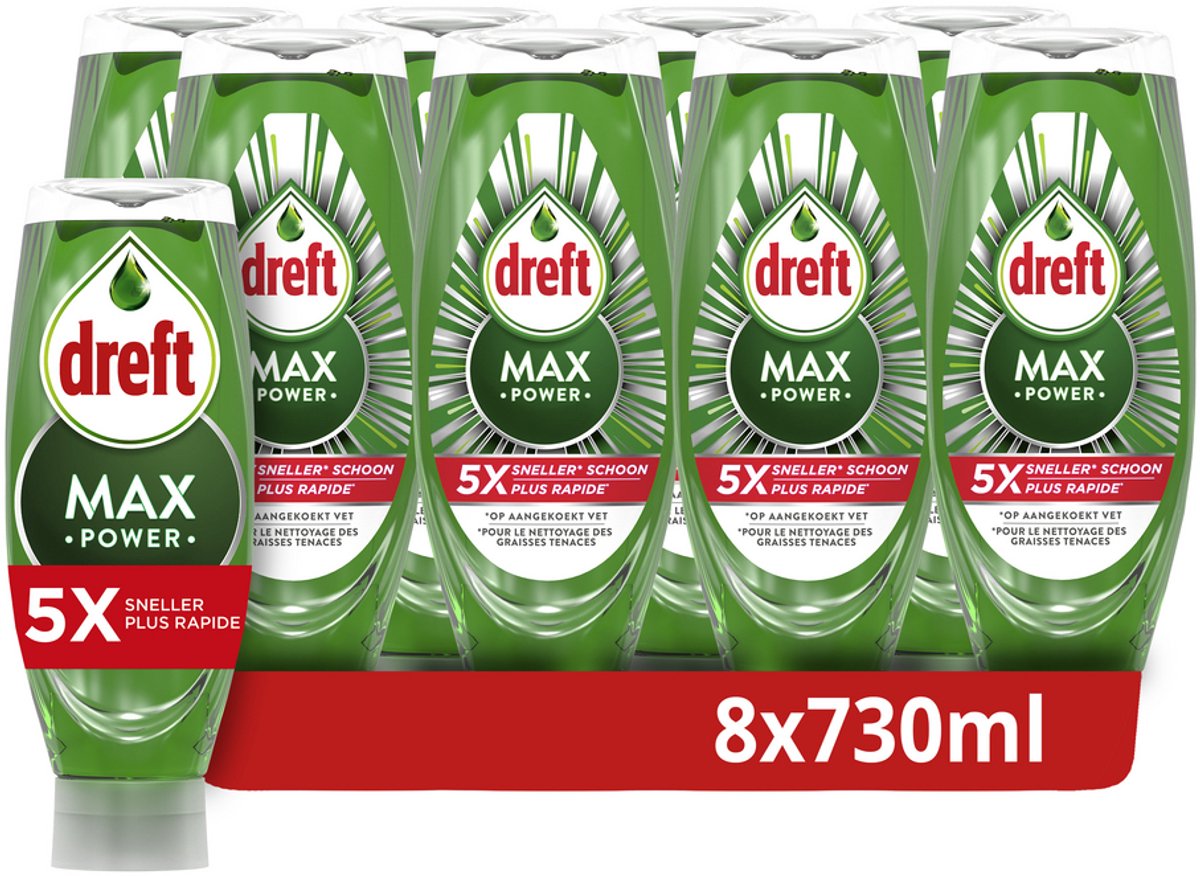Liquide vaisselle liquide Dreft maxpower - 8 x 730 ml
