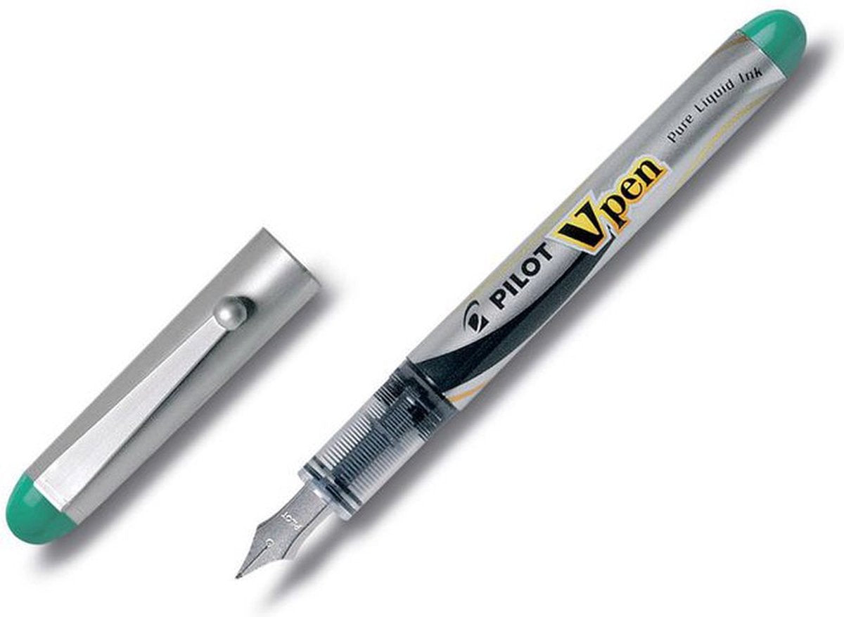 Stylo plume Pilot v-pen argent vert 12 pièces
