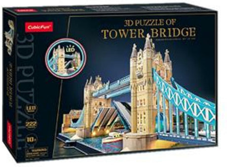 Pont de tour de puzzle 3D amusant et cubique avec éclairage LED