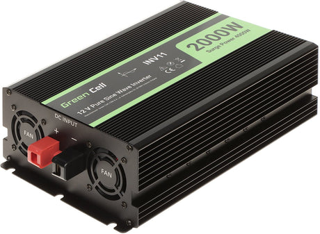 Onduleur à onde sinusoïdale pure à cellules vertes 12v à 230v - 2000w continu - USB