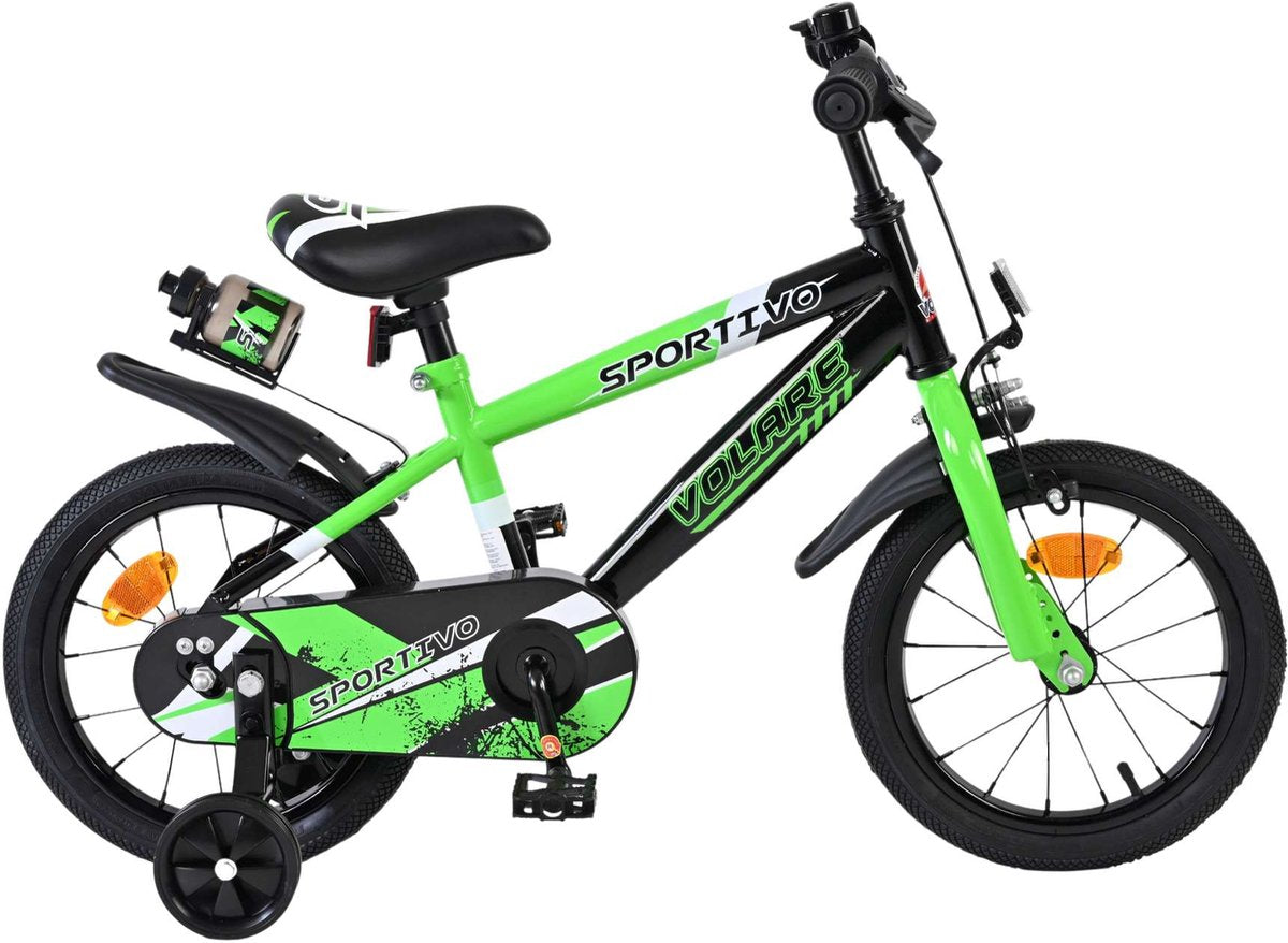 Vélo enfant Volare sportivo - garçons - 14 pouces - vert noir