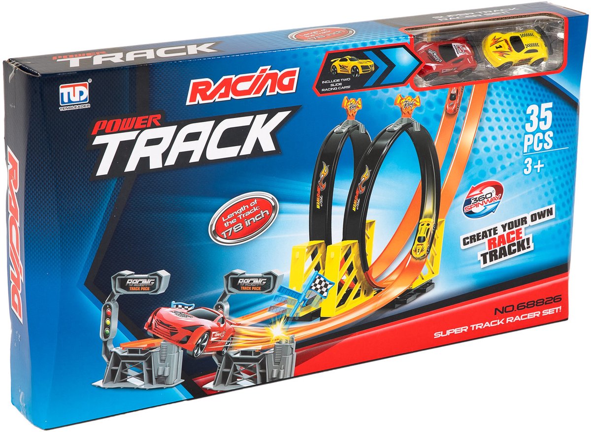 Jeu de pistes de course automobile, duel en boucle, 35 pièces