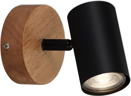 Briloner leuchten style bois - applique - spot rotatif - gu10 - matériau : bois et métal - couleur : noir