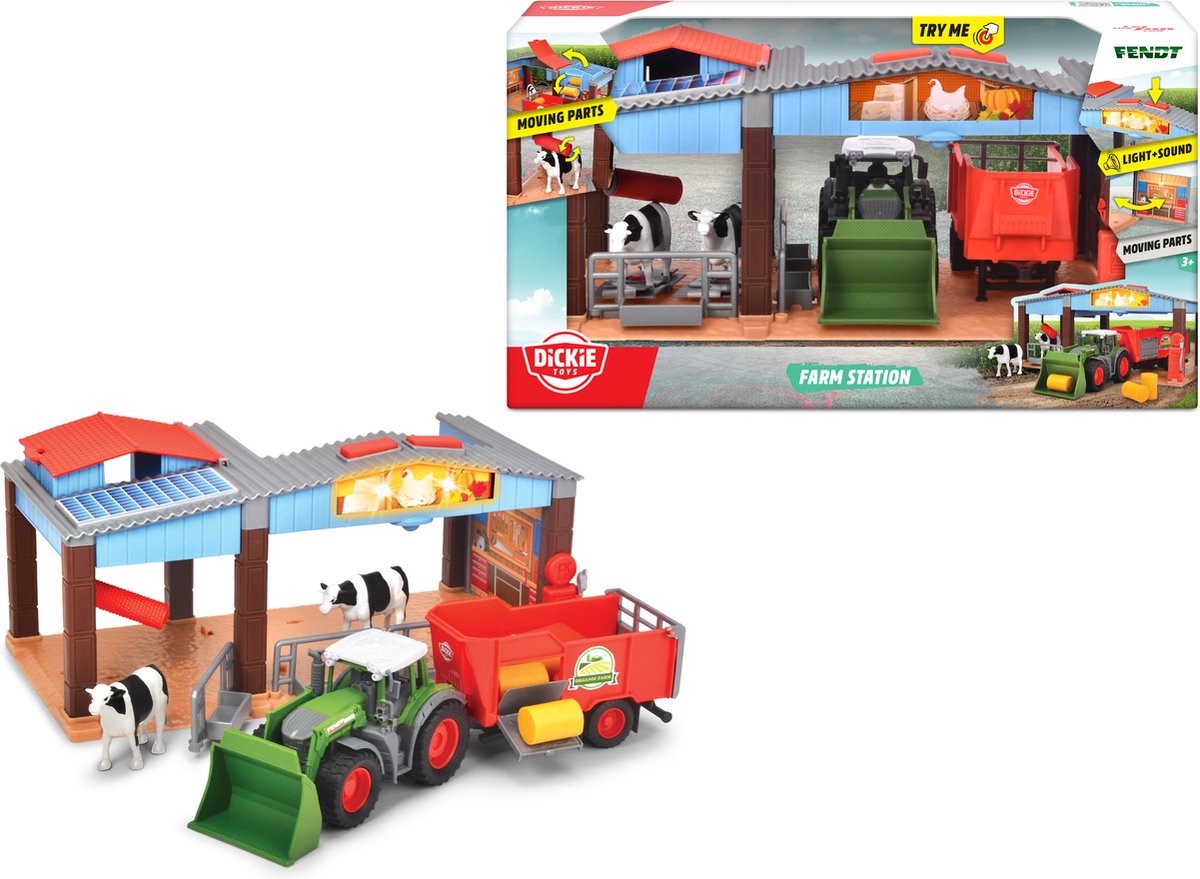 Ferme de jouets Dickie - tracteur avec remorque - 30 cm - ferme de jouets