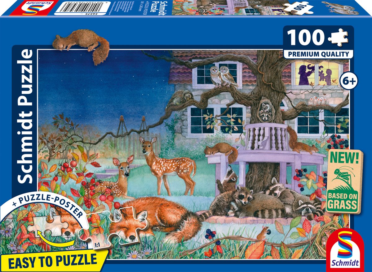 Schmidt - puzzle - visites nocturnes des animaux - 100 pièces - enfants - à partir de 6 ans