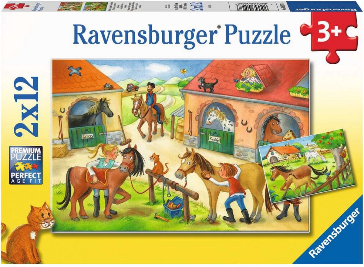 Ravensburger puzzle vacances au manège - deux puzzles - 12 pièces - puzzle pour enfants